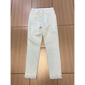 Lands End high rise slim ankle jeans womens sz 7/8 tall bleach wash blue stretch